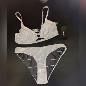 Bebe Women Silver 2 Piece Swinsuit